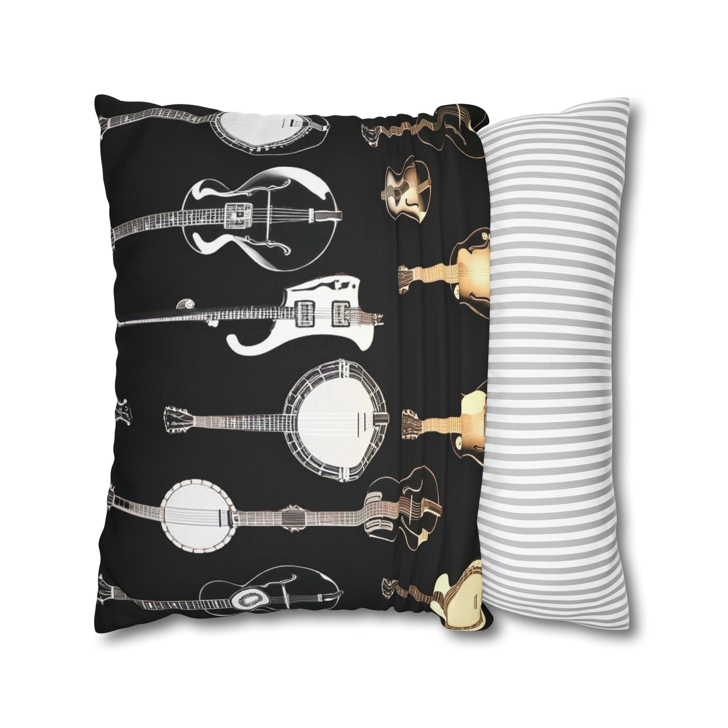 Banjos Guitars Spun Polyester Square Pillowcase