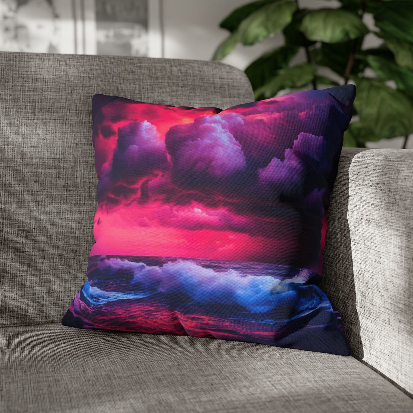 Fire Sky Spun Polyester Square Pillowcase