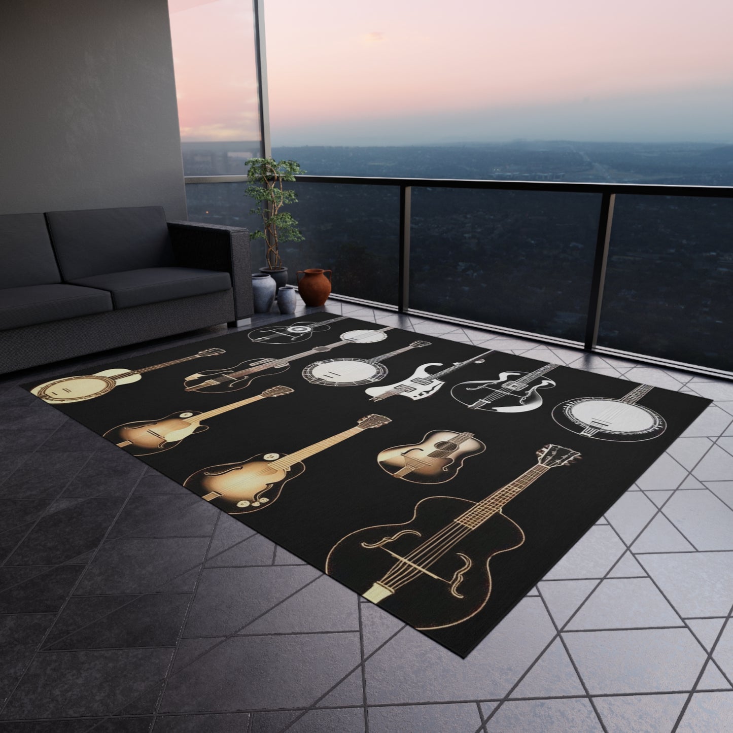 Banjos & Guitars Outdoor Rug