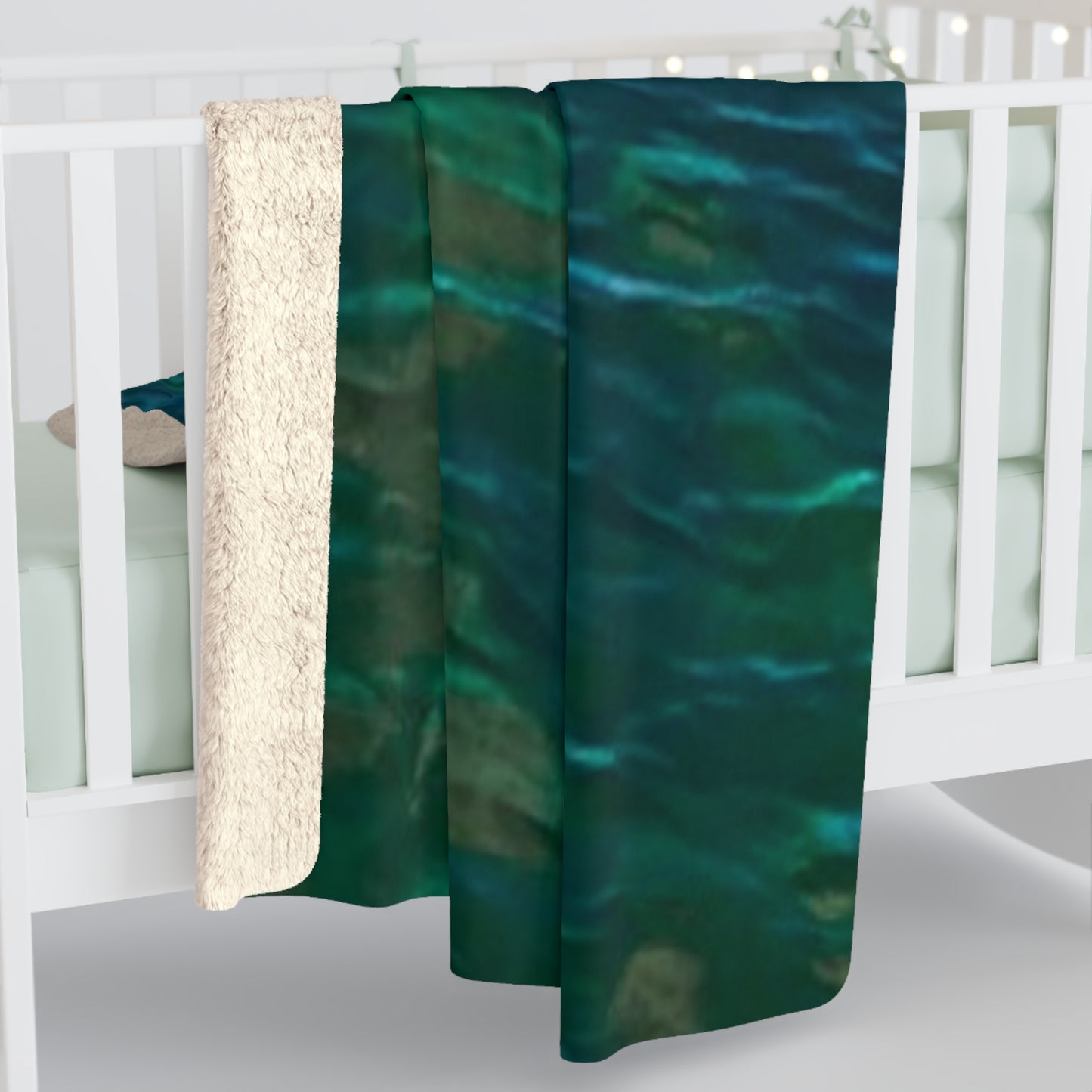 Deep Sea Green Sherpa Fleece Blanket