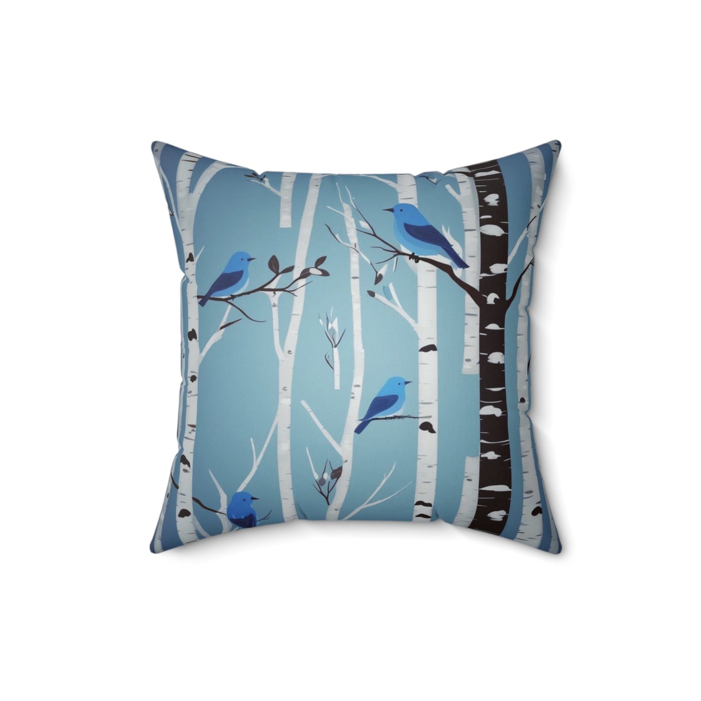 Birds in Birches Spun Polyester Square Pillow