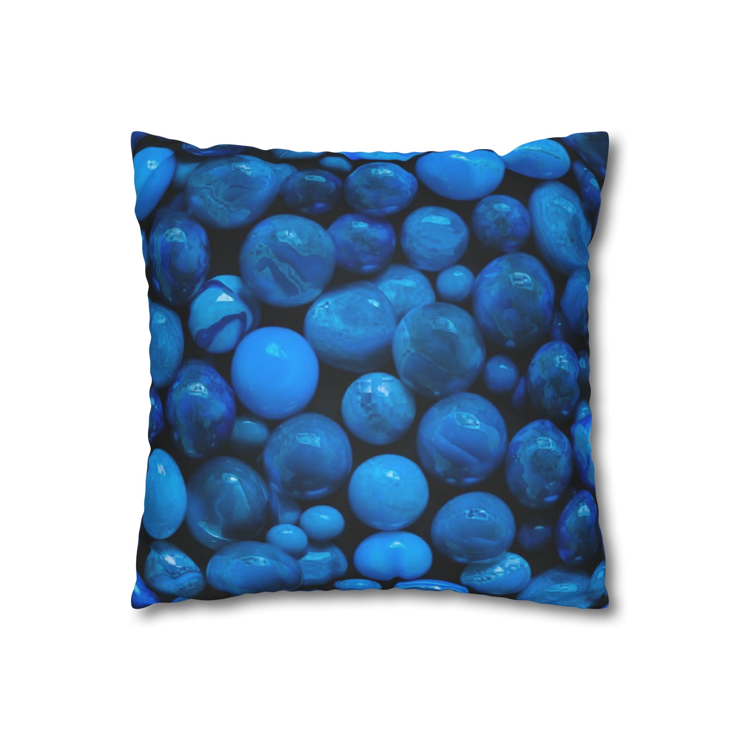 Blue Marbles Faux Suede Square Pillowcase