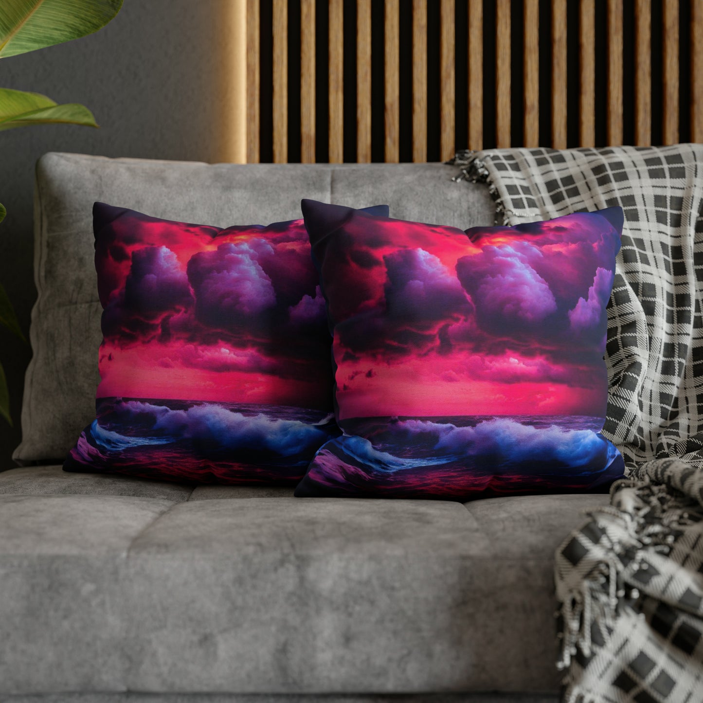 Fire Sky Spun Polyester Square Pillowcase