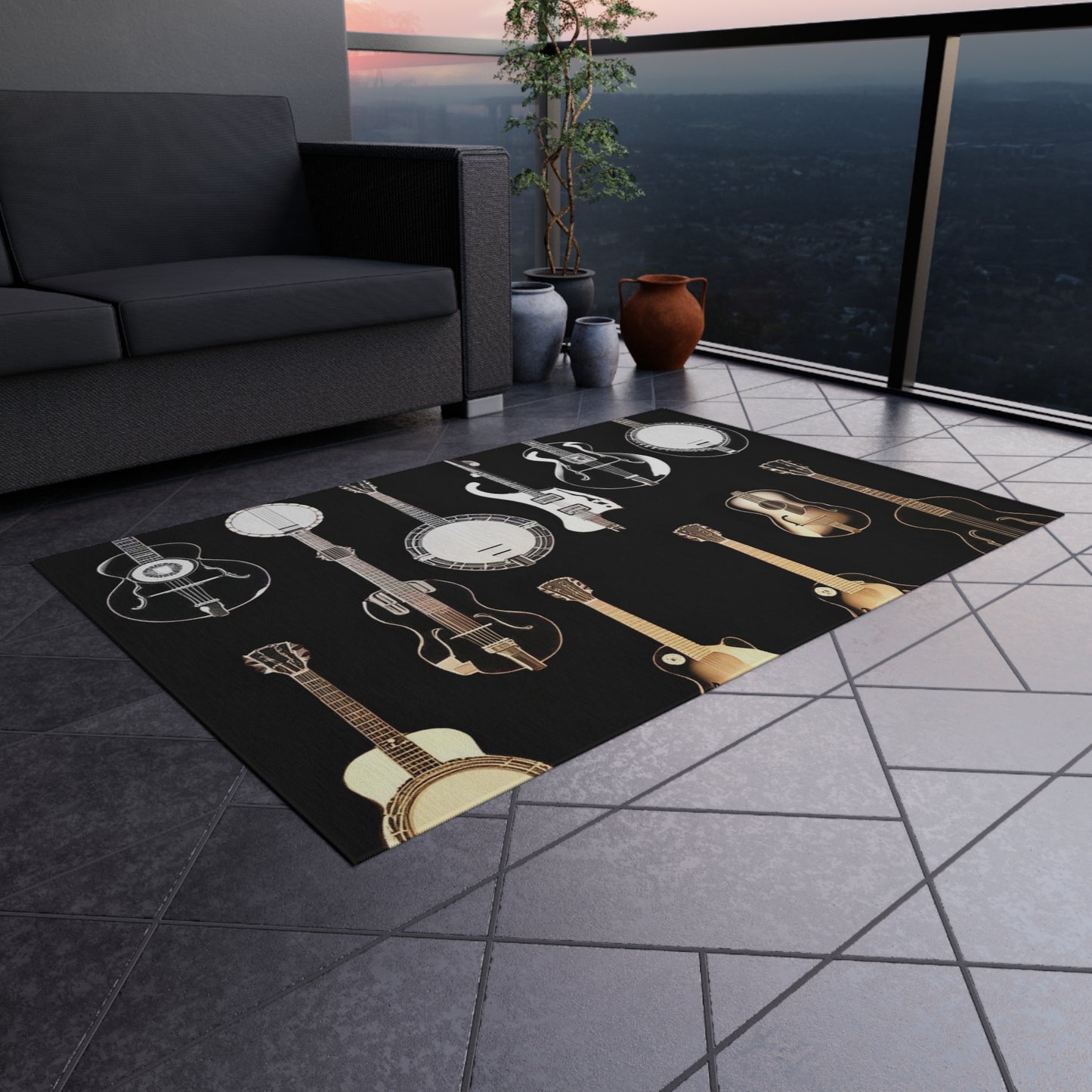 Banjos & Guitars Outdoor Rug