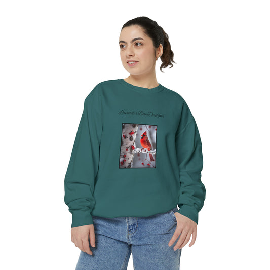 Cardinals in the Snow Unisex Garment-Dyed Sweatshirt