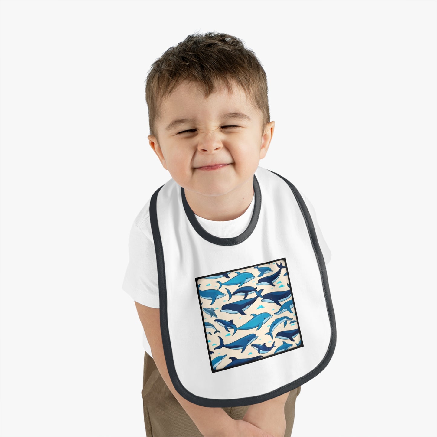 Whales Baby Contrast Trim Jersey Bib