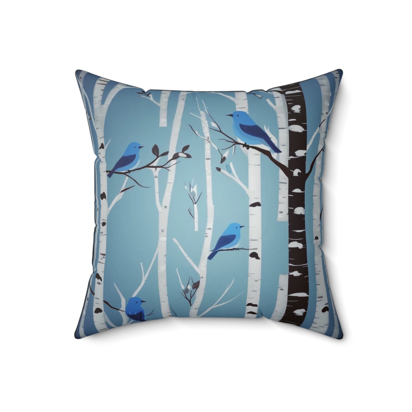 Birds in Birches Spun Polyester Square Pillow