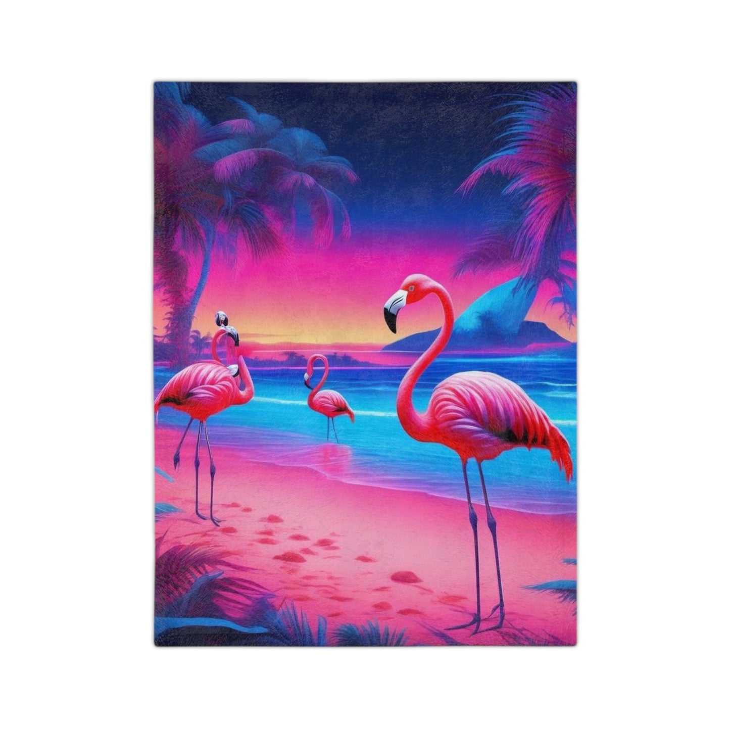 Pink Flamingo Velveteen Microfiber Blanket