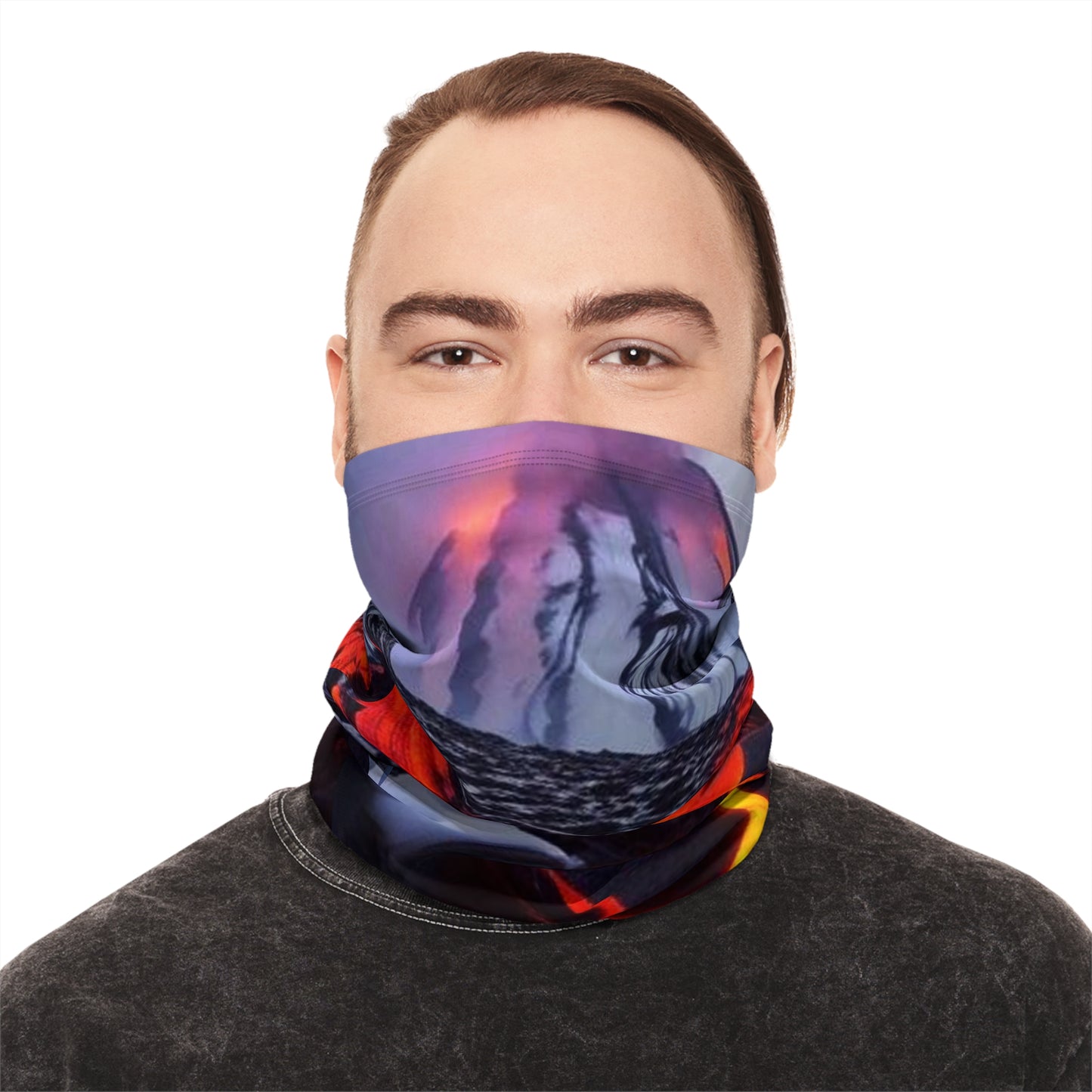 Fire and Ice Winter Neck Gaiter With Drawstring