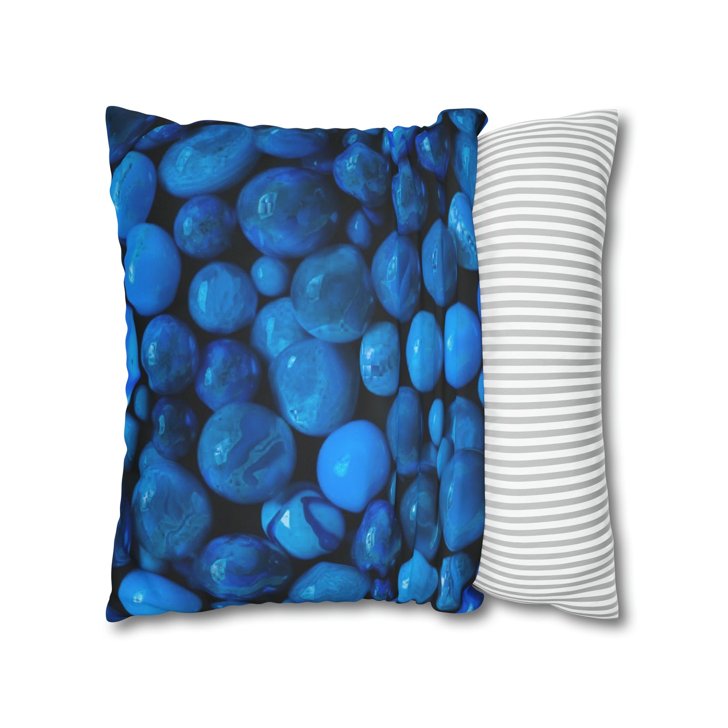 Blue Marbles Faux Suede Square Pillowcase