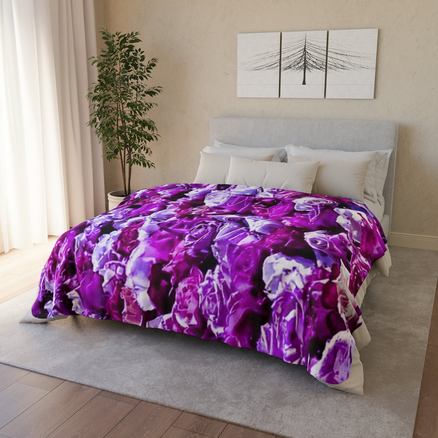 Pink Roses Fleece Sherpa Blanket